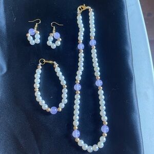 Elegant Pearl and Pink Bead Jewelry Set